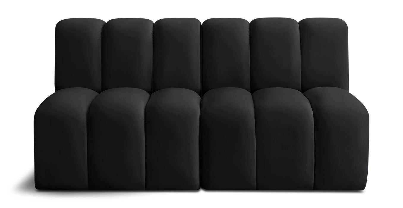 Meridian Furniture - Arc Velvet Modular Sofa in Black - 103Black-S2A - GreatFurnitureDeal