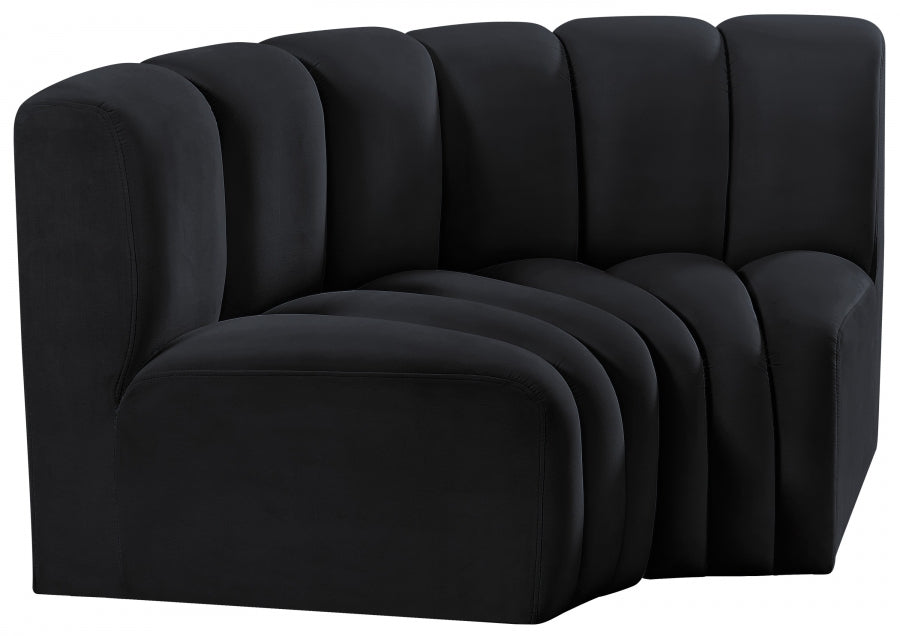 Meridian Furniture - Arc Velvet Modular Sofa in Black - 103Black-S2B - GreatFurnitureDeal