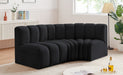 Meridian Furniture - Arc Velvet Modular Sofa in Black - 103Black-S3A - GreatFurnitureDeal