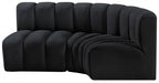 Meridian Furniture - Arc Velvet Modular Sofa in Black - 103Black-S3A - GreatFurnitureDeal