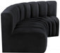 Meridian Furniture - Arc Velvet Modular Sofa in Black - 103Black-S3A - GreatFurnitureDeal