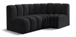 Meridian Furniture - Arc Velvet Modular Sofa in Black - 103Black-S3A - GreatFurnitureDeal