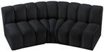 Meridian Furniture - Arc Velvet Modular Sofa in Black - 103Black-S3B - GreatFurnitureDeal