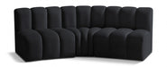 Meridian Furniture - Arc Velvet Modular Sofa in Black - 103Black-S3B - GreatFurnitureDeal