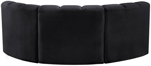 Meridian Furniture - Arc Velvet Modular Sofa in Black - 103Black-S3C - GreatFurnitureDeal