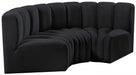 Meridian Furniture - Arc Velvet Modular Sofa in Black - 103Black-S3C - GreatFurnitureDeal