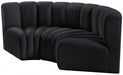 Meridian Furniture - Arc Velvet Modular Sofa in Black - 103Black-S3C - GreatFurnitureDeal