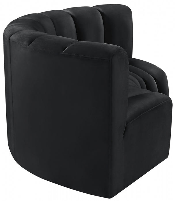 Meridian Furniture - Arc Velvet Modular Sofa in Black - 103Black-S3C - GreatFurnitureDeal