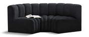 Meridian Furniture - Arc Velvet Modular Sofa in Black - 103Black-S3C - GreatFurnitureDeal