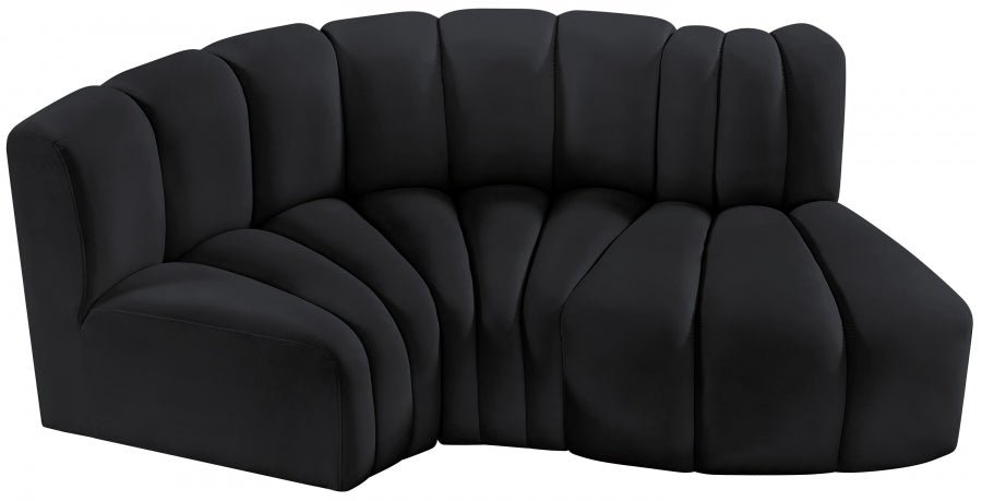 Meridian Furniture - Arc Velvet Modular Sofa in Black - 103Black-S3D - GreatFurnitureDeal