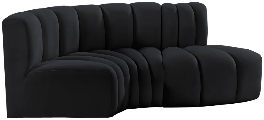 Meridian Furniture - Arc Velvet Modular Sofa in Black - 103Black-S3D - GreatFurnitureDeal