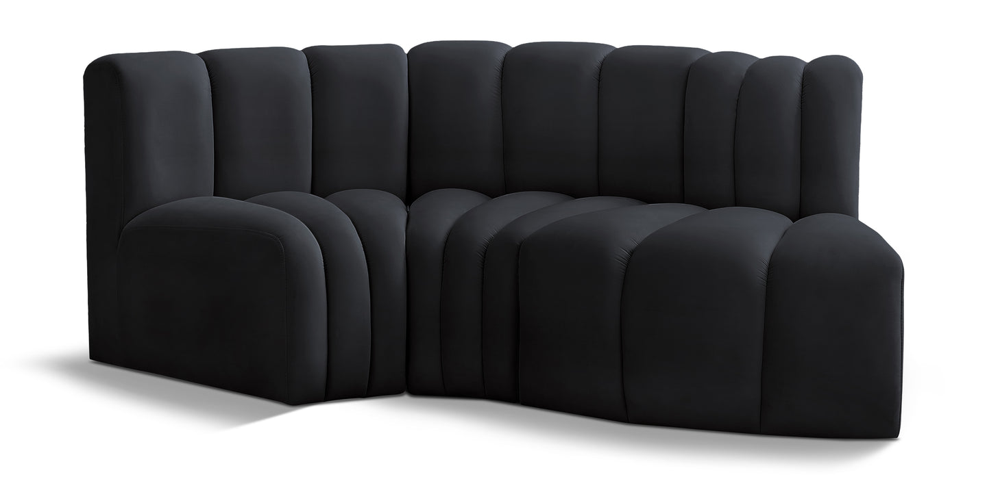 Meridian Furniture - Arc Velvet Modular Sofa in Black - 103Black-S3D - GreatFurnitureDeal