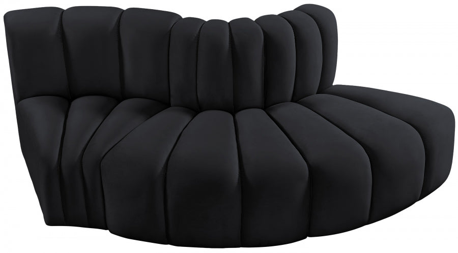 Meridian Furniture - Arc Velvet Modular Sofa in Black - 103Black-S3E - GreatFurnitureDeal