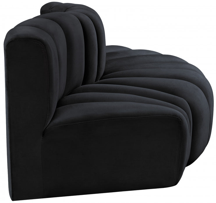 Meridian Furniture - Arc Velvet Modular Sofa in Black - 103Black-S3E - GreatFurnitureDeal