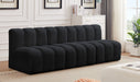 Meridian Furniture - Arc Velvet Modular Sofa in Black - 103Black-S3F - GreatFurnitureDeal