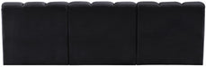 Meridian Furniture - Arc Velvet Modular Sofa in Black - 103Black-S3F - GreatFurnitureDeal