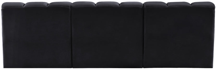 Meridian Furniture - Arc Velvet Modular Sofa in Black - 103Black-S3F - GreatFurnitureDeal