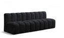 Meridian Furniture - Arc Velvet Modular Sofa in Black - 103Black-S3F - GreatFurnitureDeal