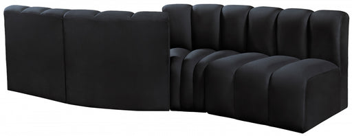 Meridian Furniture - Arc Velvet 4 Piece Sectional in Black - 103Black-S4A - GreatFurnitureDeal