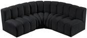 Meridian Furniture - Arc Velvet 4 Piece Sectional in Black - 103Black-S4B - GreatFurnitureDeal