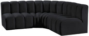 Meridian Furniture - Arc Velvet 4 Piece Sectional in Black - 103Black-S4B - GreatFurnitureDeal