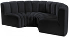 Meridian Furniture - Arc Velvet 4 Piece Sectional in Black - 103Black-S4C - GreatFurnitureDeal