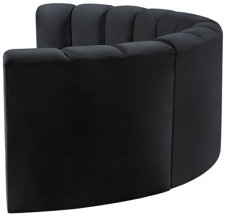 Meridian Furniture - Arc Velvet 4 Piece Sectional in Black - 103Black-S4C - GreatFurnitureDeal