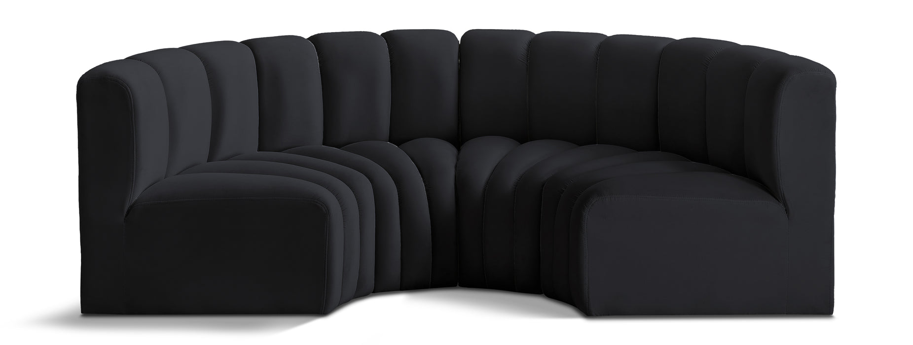 Meridian Furniture - Arc Velvet 4 Piece Sectional in Black - 103Black-S4C - GreatFurnitureDeal