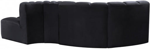 Meridian Furniture - Arc Velvet 4 Piece Sectional in Black - 103Black-S4D - GreatFurnitureDeal