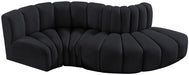 Meridian Furniture - Arc Velvet 4 Piece Sectional in Black - 103Black-S4D - GreatFurnitureDeal