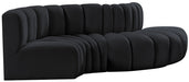 Meridian Furniture - Arc Velvet 4 Piece Sectional in Black - 103Black-S4D - GreatFurnitureDeal