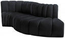 Meridian Furniture - Arc Velvet 4 Piece Sectional in Black - 103Black-S4D - GreatFurnitureDeal