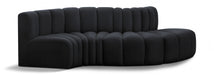 Meridian Furniture - Arc Velvet 4 Piece Sectional in Black - 103Black-S4D - GreatFurnitureDeal