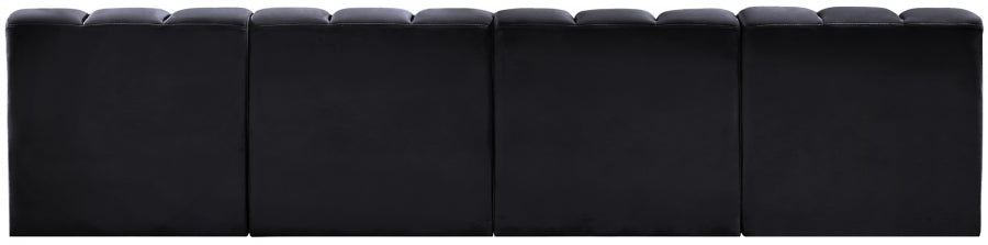 Meridian Furniture - Arc Velvet 4 Piece Sectional in Black - 103Black-S4E - GreatFurnitureDeal