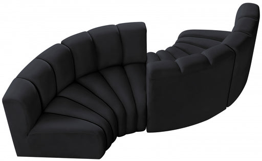 Meridian Furniture - Arc Velvet 4 Piece Sectional in Black - 103Black-S4F - GreatFurnitureDeal