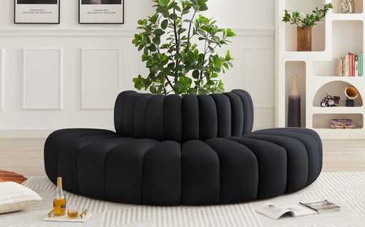 Meridian Furniture - Arc Velvet 4 Piece Sectional in Black - 103Black-S4G - GreatFurnitureDeal