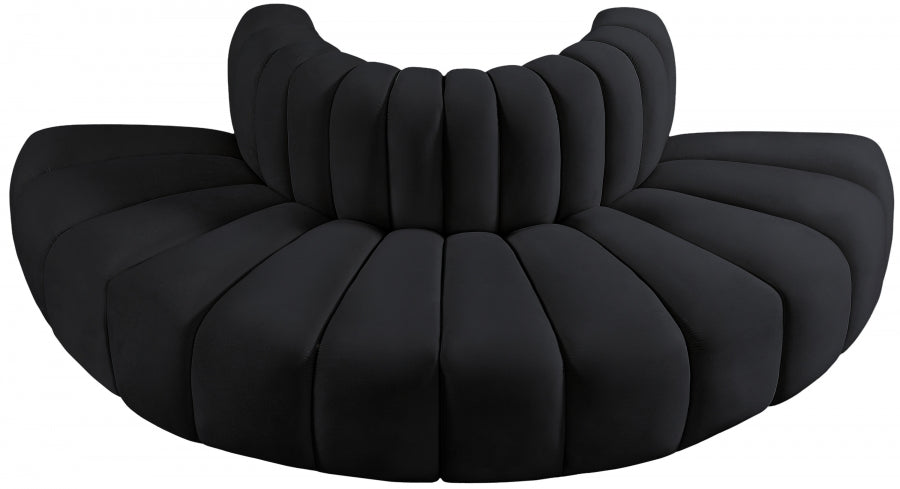 Meridian Furniture - Arc Velvet 4 Piece Sectional in Black - 103Black-S4G - GreatFurnitureDeal