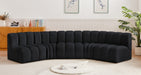 Meridian Furniture - Arc Velvet 5 Piece Sectional in Black - 103Black-S5A - GreatFurnitureDeal