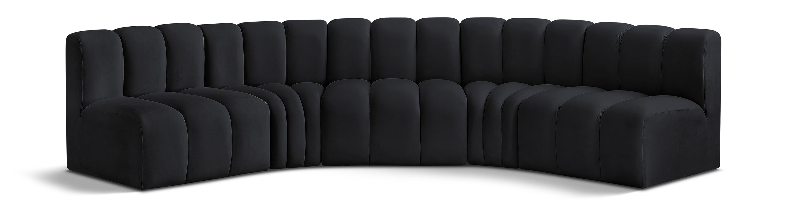 Meridian Furniture - Arc Velvet 5 Piece Sectional in Black - 103Black-S5A - GreatFurnitureDeal