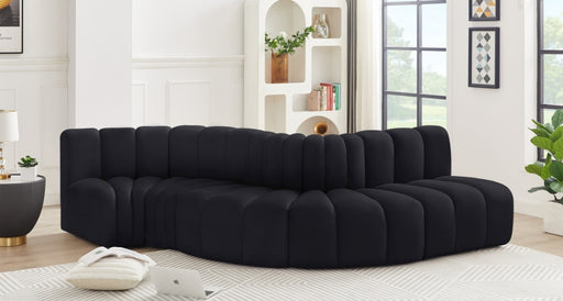 Meridian Furniture - Arc Velvet 5 Piece Sectional in Black - 103Black-S5B - GreatFurnitureDeal