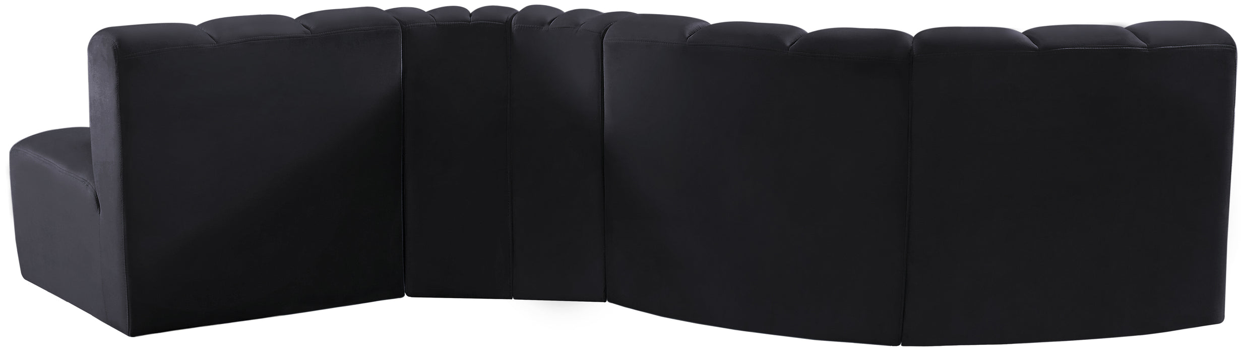 Meridian Furniture - Arc Velvet 5 Piece Sectional in Black - 103Black-S5B - GreatFurnitureDeal