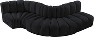 Meridian Furniture - Arc Velvet 5 Piece Sectional in Black - 103Black-S5B - GreatFurnitureDeal