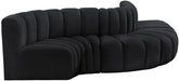 Meridian Furniture - Arc Velvet 5 Piece Sectional in Black - 103Black-S5B - GreatFurnitureDeal