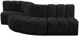 Meridian Furniture - Arc Velvet 5 Piece Sectional in Black - 103Black-S5B - GreatFurnitureDeal