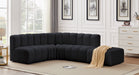 Meridian Furniture - Arc Velvet 5 Piece Sectional in Black - 103Black-S5C - GreatFurnitureDeal