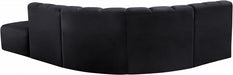 Meridian Furniture - Arc Velvet 5 Piece Sectional in Black - 103Black-S5C - GreatFurnitureDeal