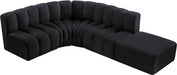 Meridian Furniture - Arc Velvet 5 Piece Sectional in Black - 103Black-S5C - GreatFurnitureDeal