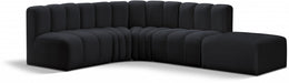 Meridian Furniture - Arc Velvet 5 Piece Sectional in Black - 103Black-S5C - GreatFurnitureDeal