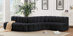 Meridian Furniture - Arc Velvet 6 Piece Sectional in Black - 103Black-S6A - GreatFurnitureDeal