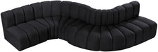 Meridian Furniture - Arc Velvet 6 Piece Sectional in Black - 103Black-S6A - GreatFurnitureDeal